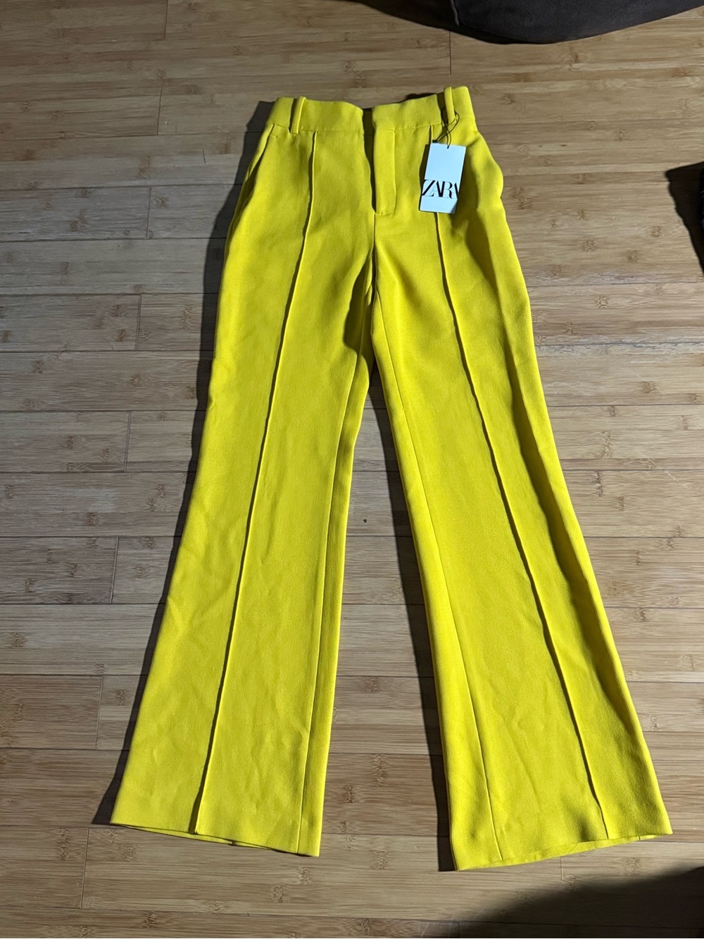 ZARA Yellow High Waisted Wide Leg Flare Pants NWT